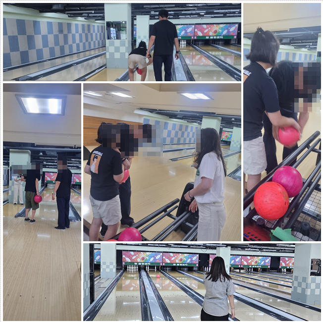 서로 응원하며 볼링을 즐기는 마음길 친구들